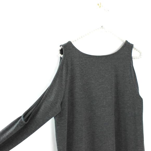 Tobi Women's Gray Midi Dress Cold Shoulder V-Neck Jersey Rayon Blend Size Small - Picture 4 of 6